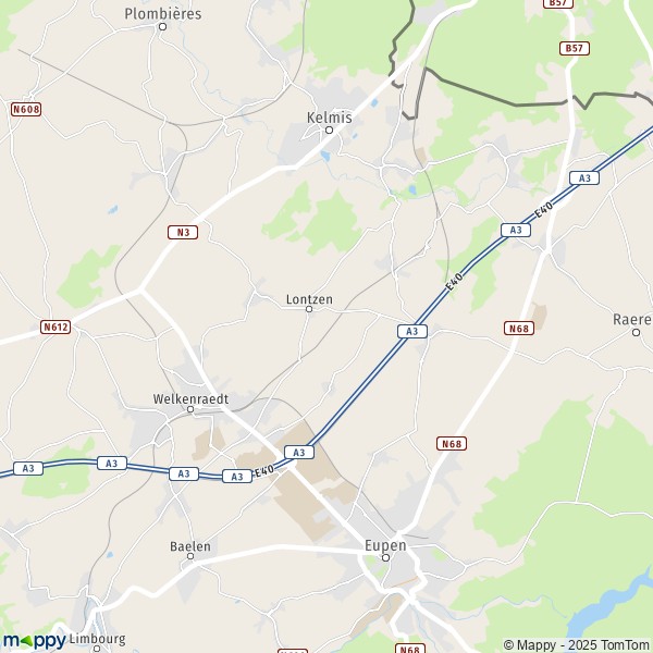 De kaart voor de stad 4701-4711 Lontzen