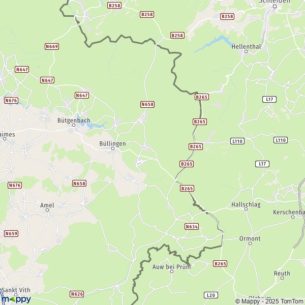De kaart voor de stad 4750-4761 Bullange