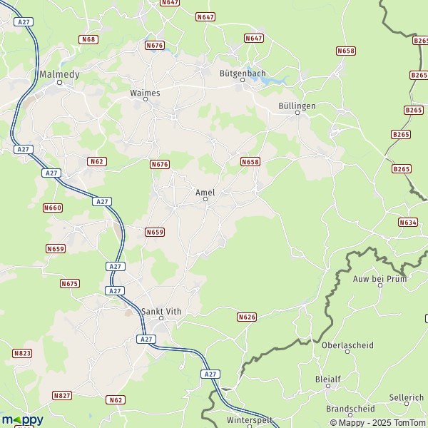 De kaart voor de stad 4770-4771 Amblève