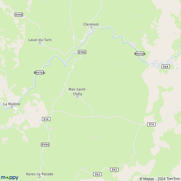 Plattegrond MasSaintChély kaart van MasSaintChély (48210) en