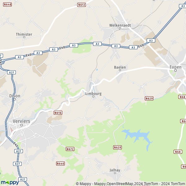 De kaart voor de stad 4830-4837 Limburg