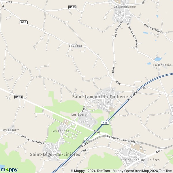 De kaart voor de stad Saint-Lambert-la-Potherie 49070