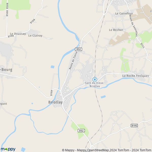 De kaart voor de stad Briollay 49125