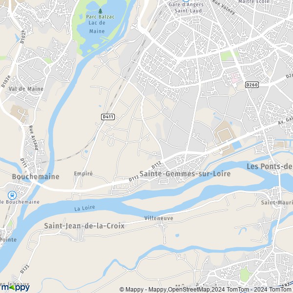 De kaart voor de stad Sainte-Gemmes-sur-Loire 49130