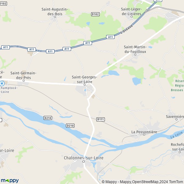 De kaart voor de stad Saint-Georges-sur-Loire 49170