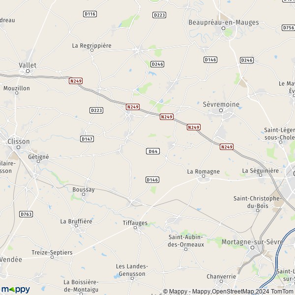 De kaart voor de stad Sèvremoine 49230-49710