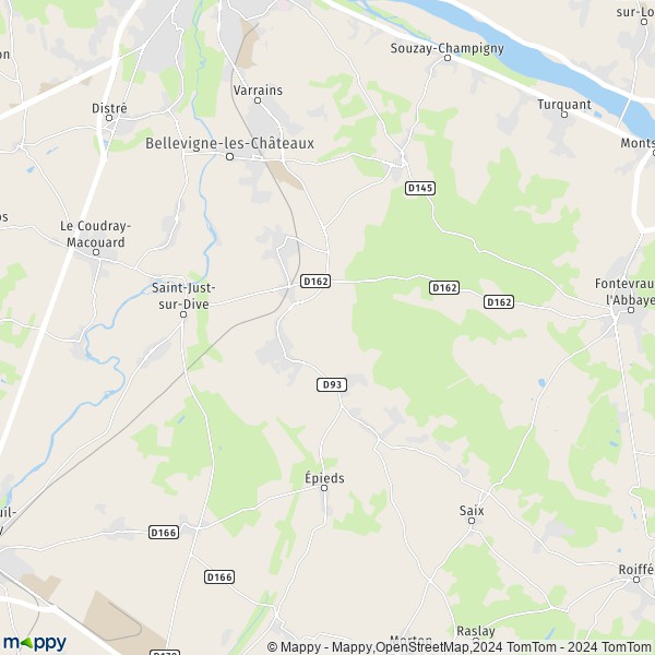 De kaart voor de stad Chacé, 49400 Bellevigne-les-Châteaux