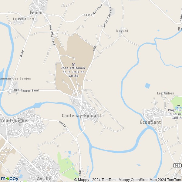 De kaart voor de stad Cantenay-Épinard 49460