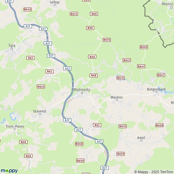 De kaart voor de stad 4950-4960 Malmedy