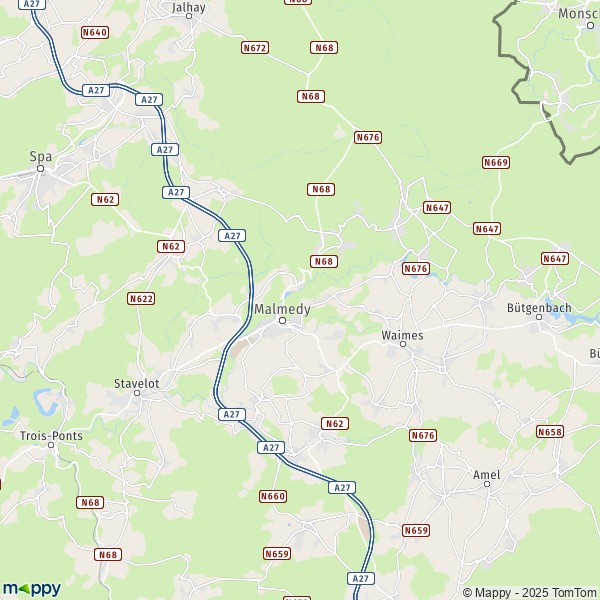 De kaart voor de stad 4960 Malmedy