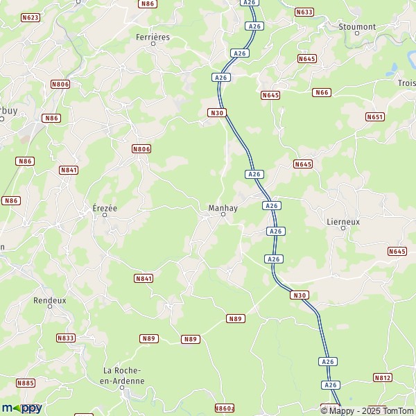 De kaart voor de stad 4987-6960 Manhay