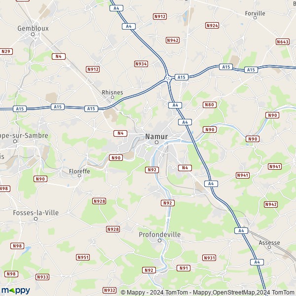 De kaart voor de stad 5000-5101 Namen