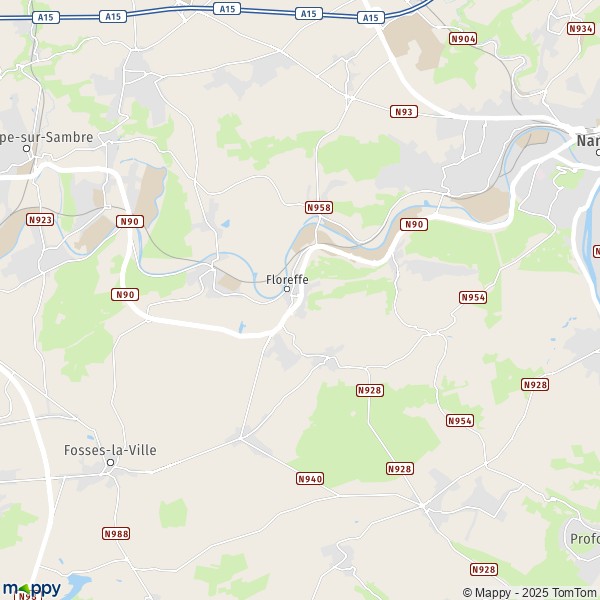 De kaart voor de stad 5020-5150 Floreffe