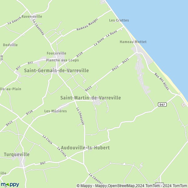 De kaart voor de stad Saint-Martin-de-Varreville 50480