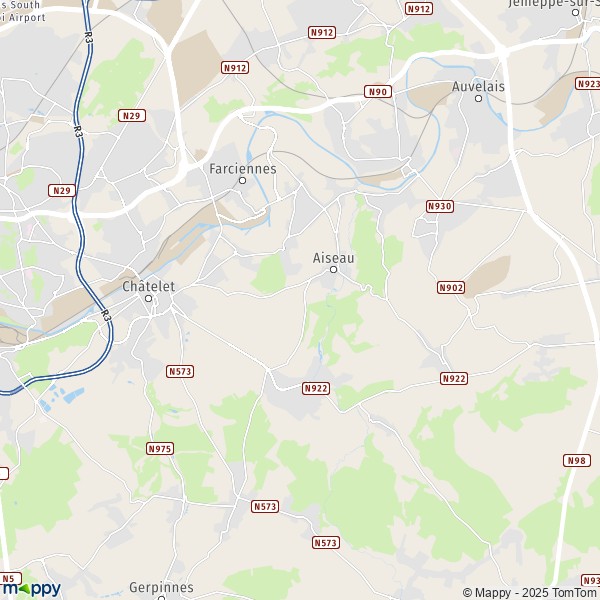 De kaart voor de stad 5070-6250 Aiseau-Presles