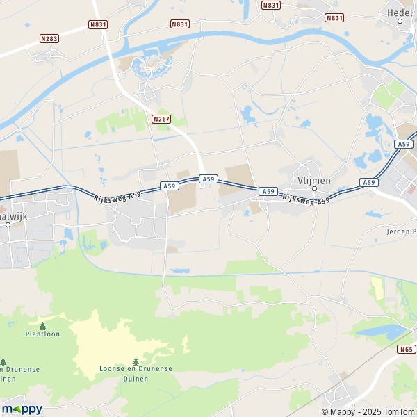 De kaart voor de stad Heusden 5074-5257