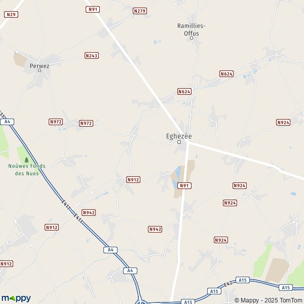 De kaart voor de stad 5081-5310 Eghezée