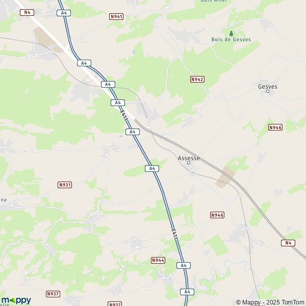 De kaart voor de stad 5100-5590 Assesse