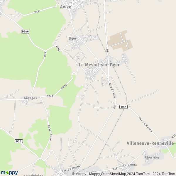 De kaart voor de stad Le Mesnil-sur-Oger 51190