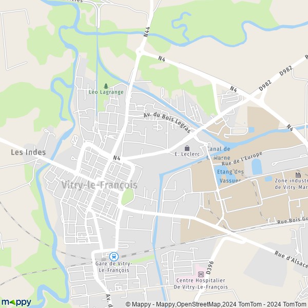 De kaart voor de stad Vitry-le-François 51300