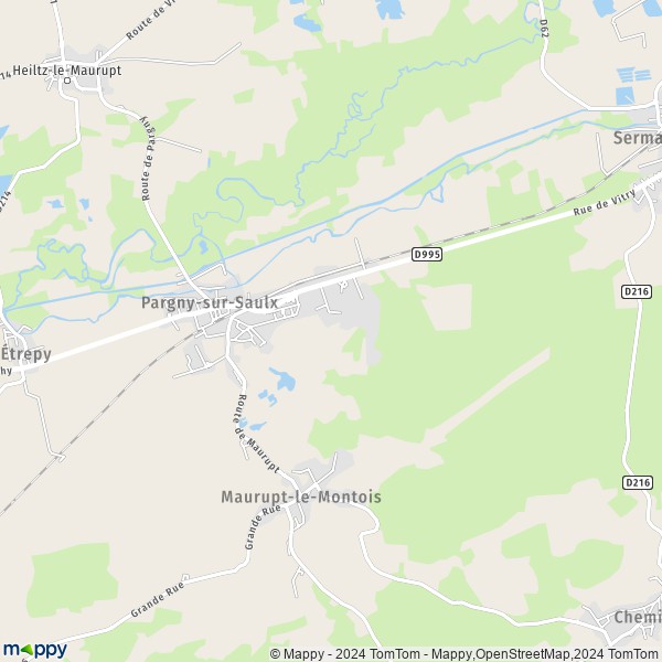 De kaart voor de stad Pargny-sur-Saulx 51340