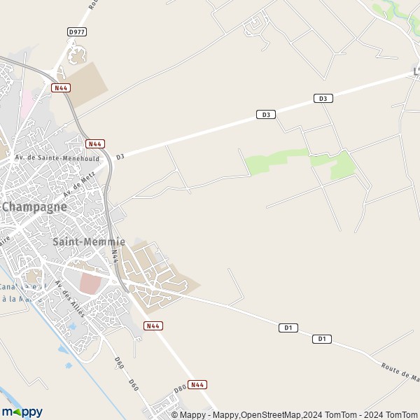 De kaart voor de stad Saint-Memmie 51470
