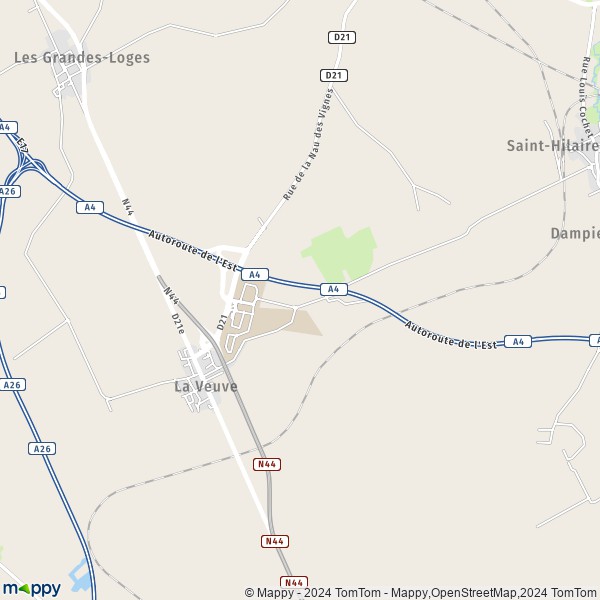 De kaart voor de stad La Veuve 51520