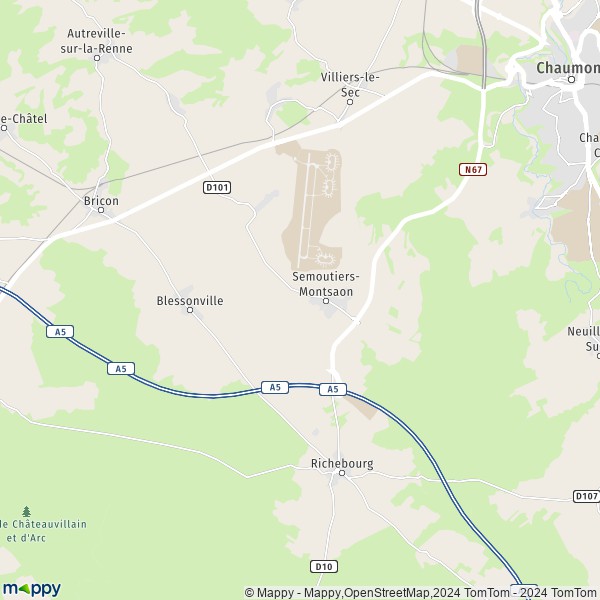 De kaart voor de stad Semoutiers-Montsaon 52000