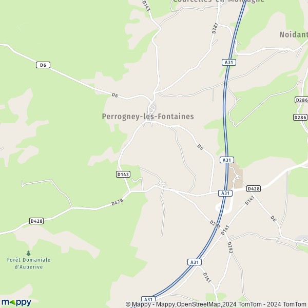 De kaart voor de stad Perrogney-les-Fontaines 52160