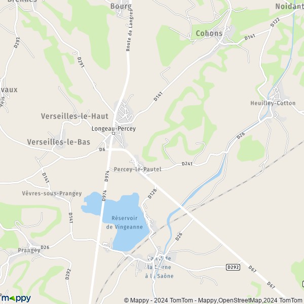De kaart voor de stad Longeau-Percey 52250