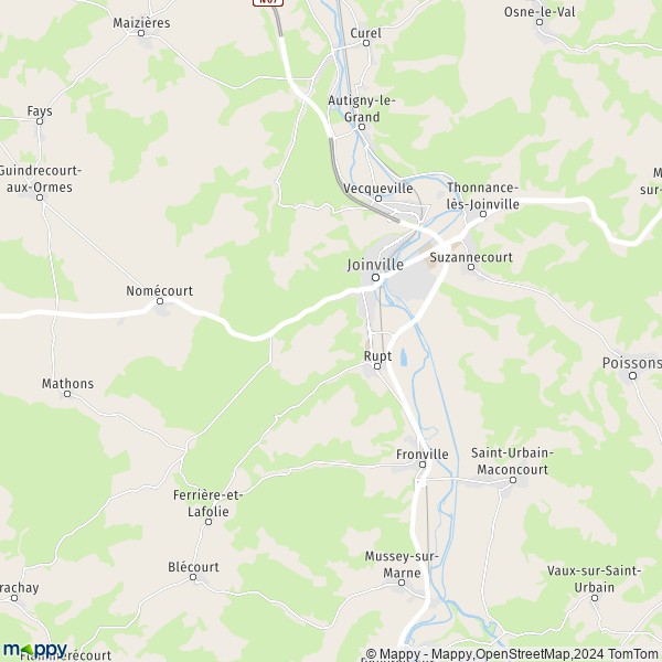 De kaart voor de stad Joinville 52300