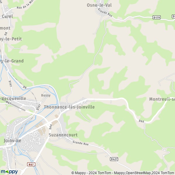 De kaart voor de stad Thonnance-lès-Joinville 52300