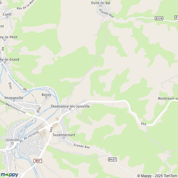 De kaart voor de stad Thonnance-lès-Joinville 52300