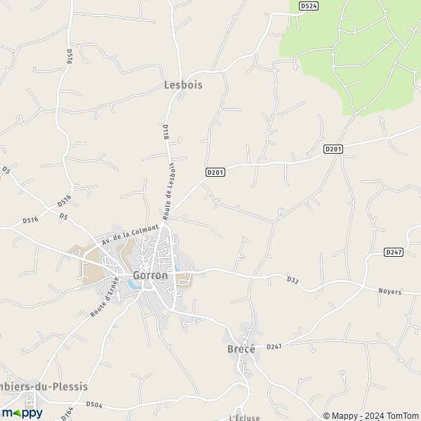 De kaart voor de stad Gorron 53120