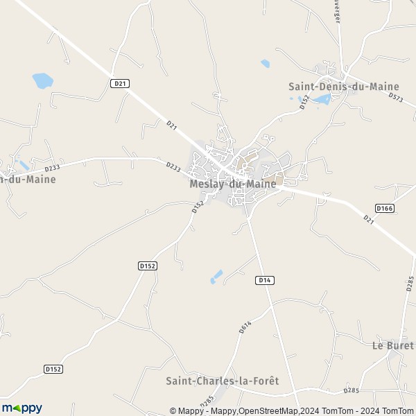 De kaart voor de stad Meslay-du-Maine 53170