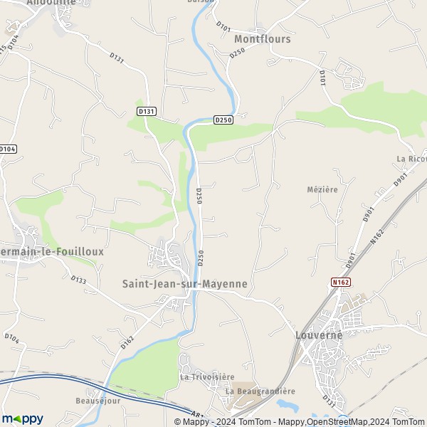 De kaart voor de stad Saint-Jean-sur-Mayenne 53240