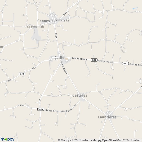De kaart voor de stad Cuillé 53540