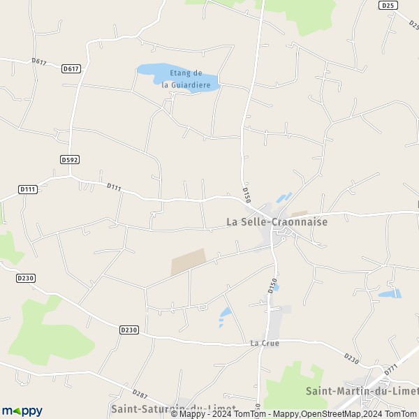 De kaart voor de stad La Selle-Craonnaise 53800