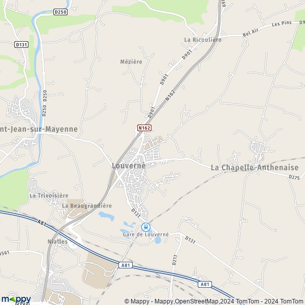 De kaart voor de stad Louverné 53950