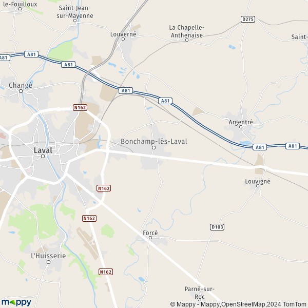 De kaart voor de stad Bonchamp-lès-Laval 53960