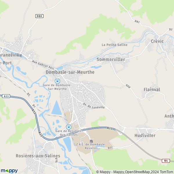 De kaart voor de stad Dombasle-sur-Meurthe 54110
