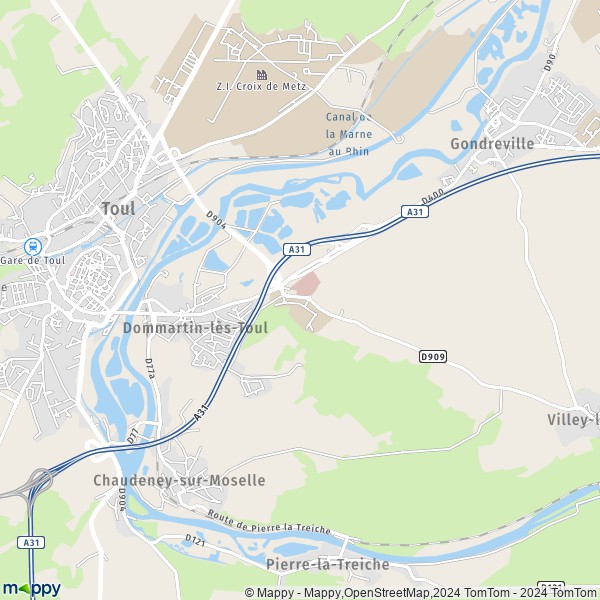 De kaart voor de stad Dommartin-lès-Toul 54200