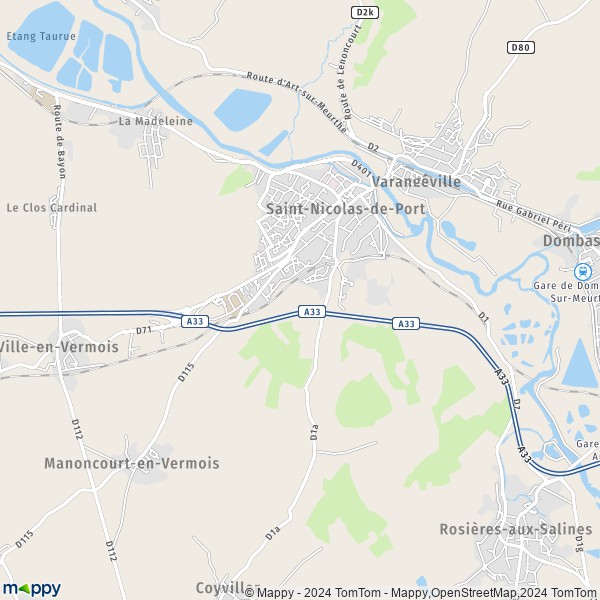 De kaart voor de stad Saint-Nicolas-de-Port 54210