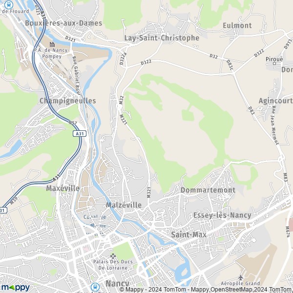 De kaart voor de stad Malzéville 54220