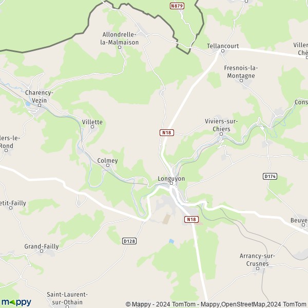 De kaart voor de stad Longuyon 54260