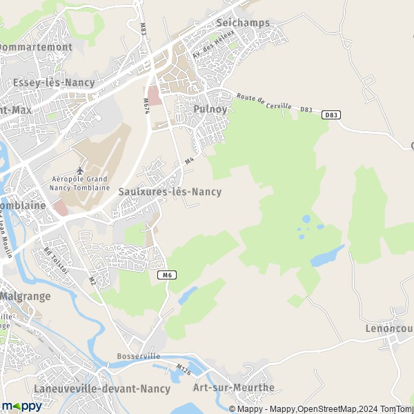 De kaart voor de stad Saulxures-lès-Nancy 54420