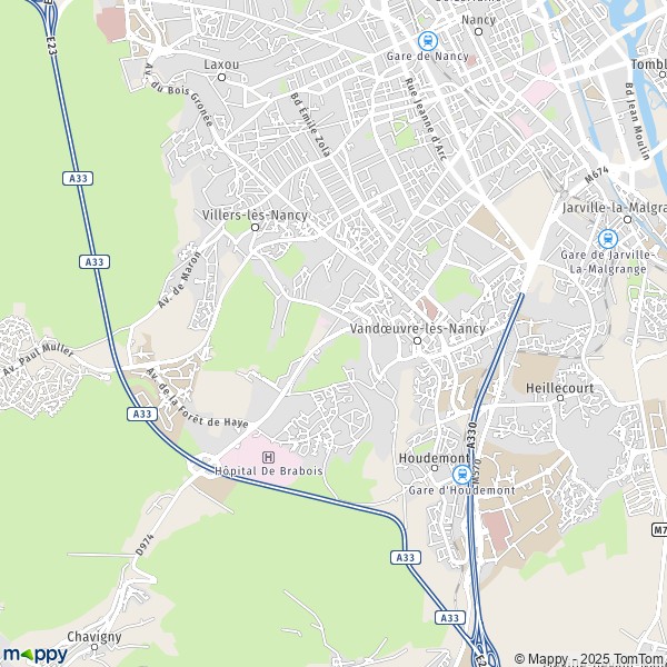 De kaart voor de stad Vandoeuvre-lès-Nancy 54500