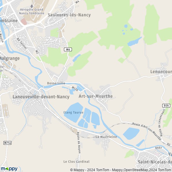 De kaart voor de stad Art-sur-Meurthe 54510