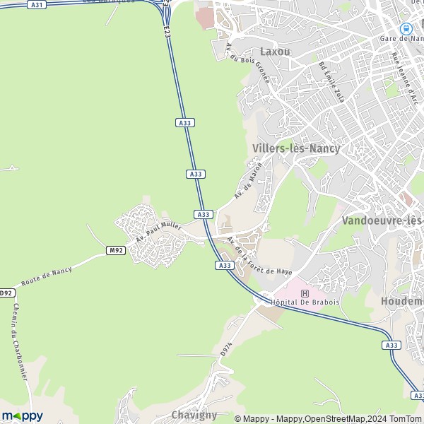 De kaart voor de stad Villers-lès-Nancy 54600