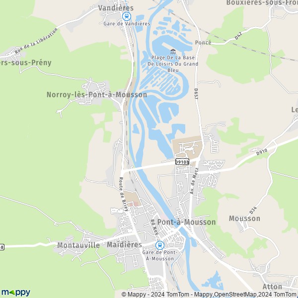 De kaart voor de stad Pont-à-Mousson 54700